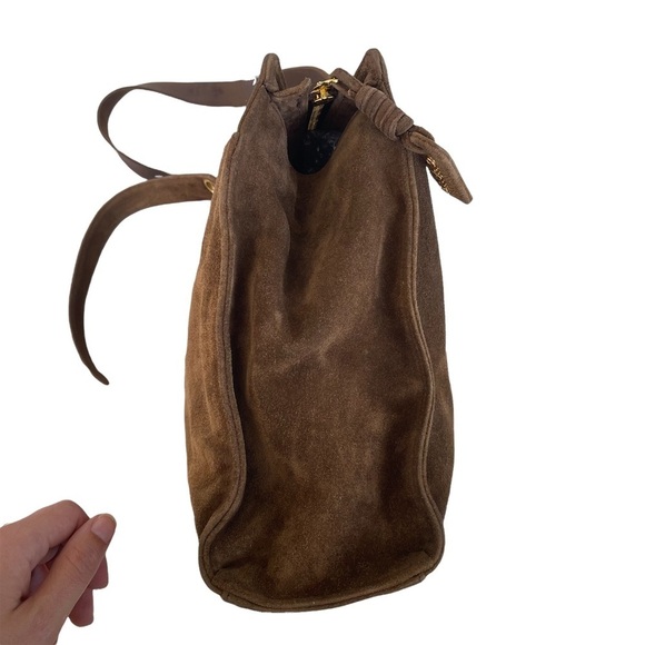 Authentic Vintage Chanel Timeless Chain Brown Suede Shoulder Bag - Picture 12 of 16